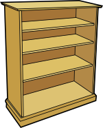 leerer Bücherschrank